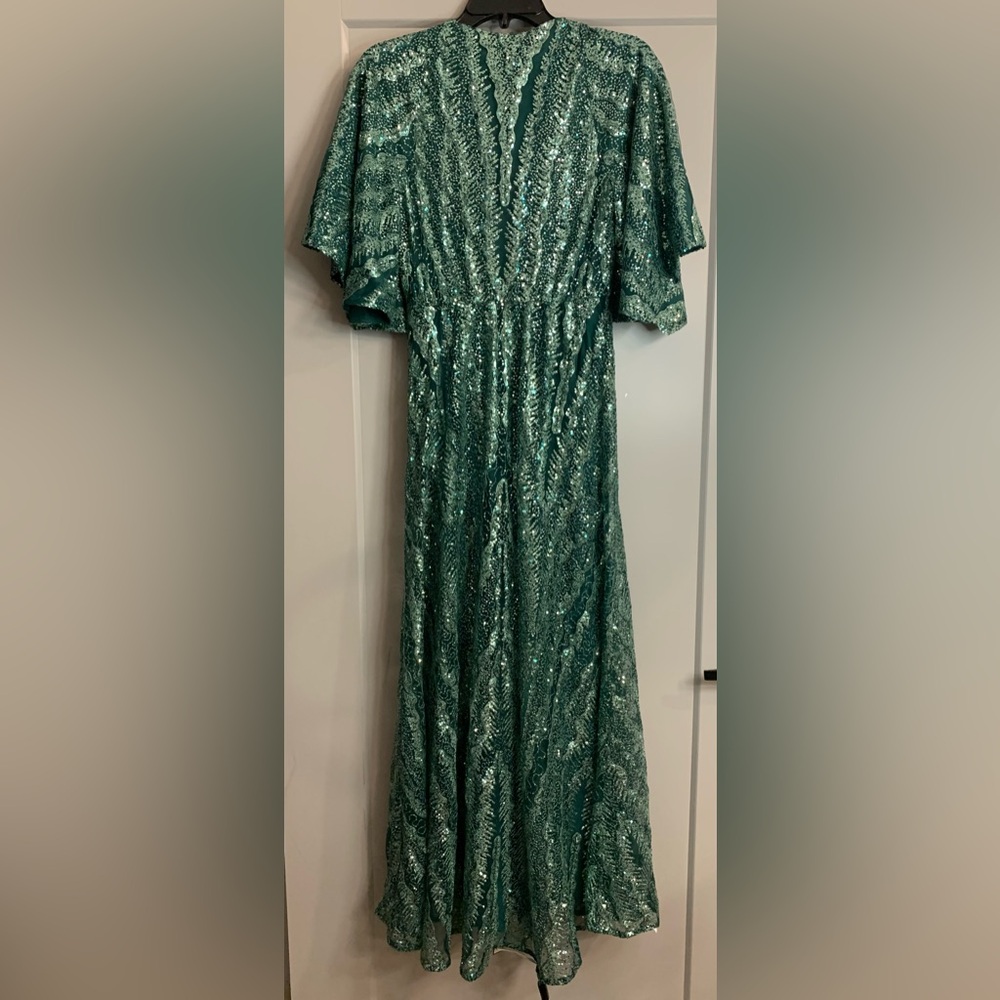 NWT Maje Green Sequin Maxi Dress US XS / FR 34 Formal Gown Wedding Guest Holiday - Picture 6 of 16